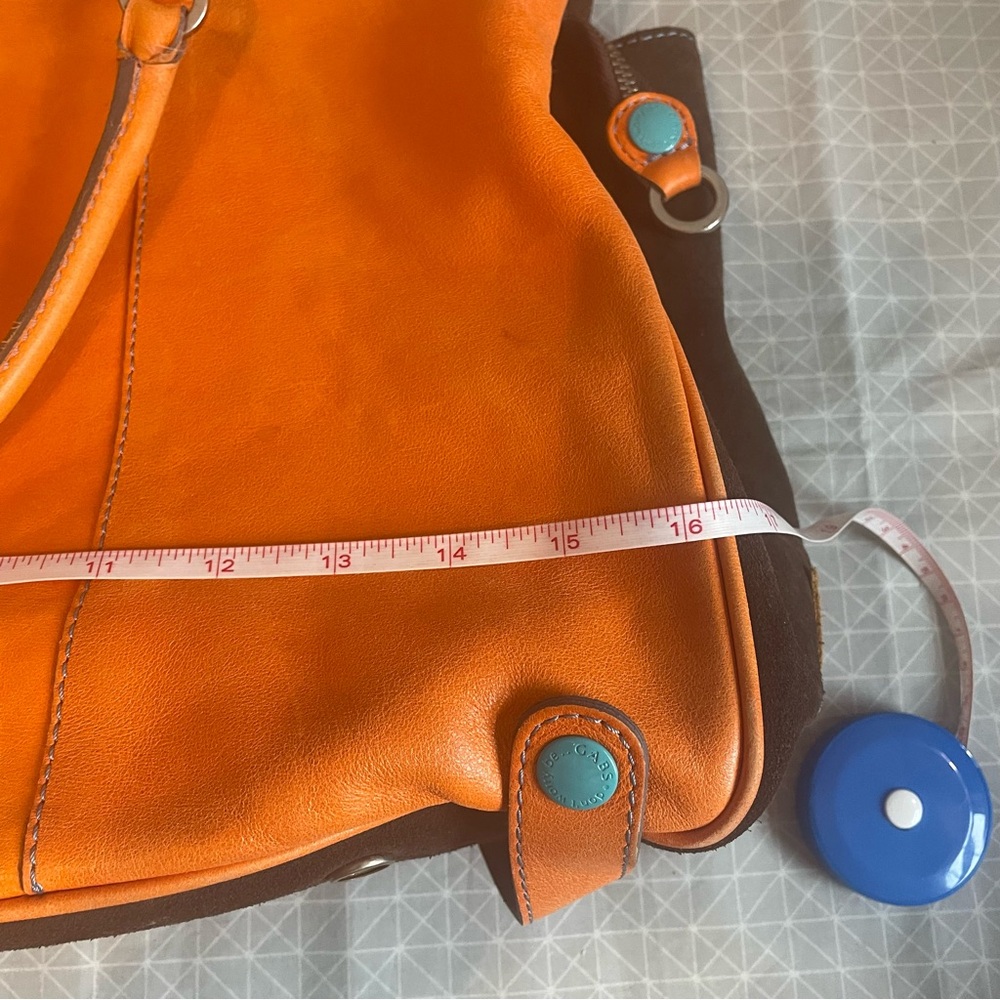 GABS Italian Leather Convertible Tote Orange Teal - Picture 12 of 14